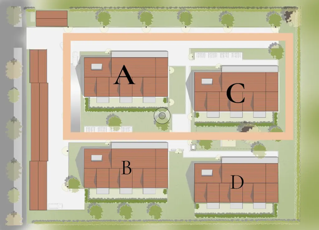 Lageplan von Haus A und C auf Grundstück